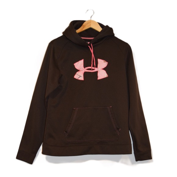 Under Armour Tops - Under Armour Women Brown Pink Camo Logo Hoodie Sweatshirt Size L
